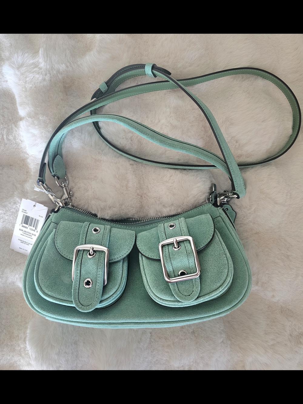 Coach NWT Ashton Silver Mint Suede Crossbody